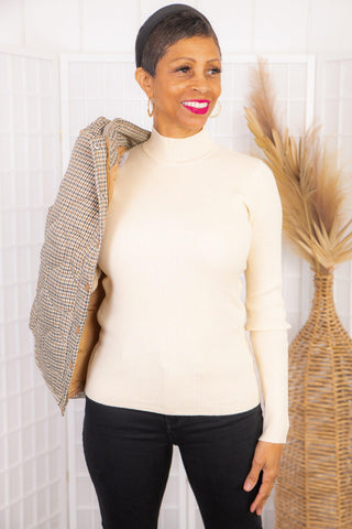 Elevated White Ribbed Mock Neck Sweater-Tops-Staccato-L. Mae Boutique & Wild Mabel Clothing