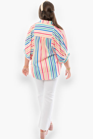 Emaline Rainbow Poncho Blouse-Entro-L. Mae Boutique