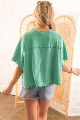 Essentially All I Need Green Slouchy Tee-Tops-Very J-L. Mae Boutique & Wild Mabel Clothing