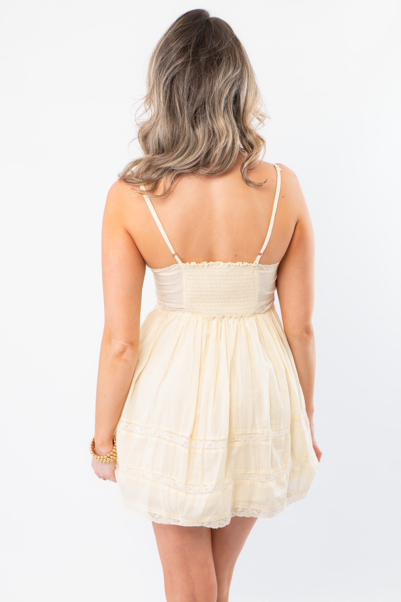Hometown Girl Yellow Lace Trim Dress