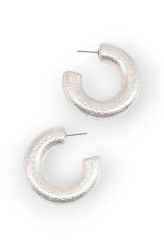 Everyday Chunky Silver Hoop Earrings-Golden Stella-L. Mae Boutique