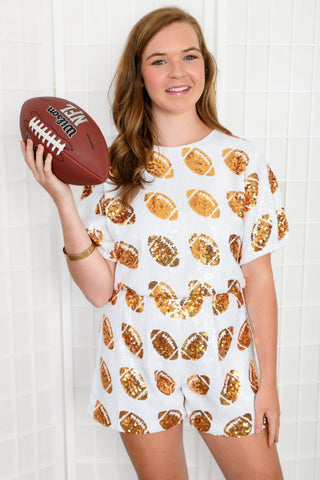 Extra Point White & Gold Football Set - Top-WHY Dress-L. Mae Boutique
