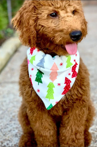 Festive Trees Printed Dog Bandana-Accessories-Sugar Bee Clothing-L. Mae Boutique & Wild Mabel Clothing