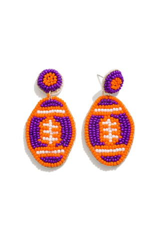 Field Goal Orange & Purple Football Earrings-Judson & Company-L. Mae Boutique