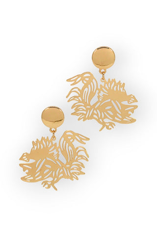 Fighting Gamecock Gold Earrings-Jewelry-Golden Stella-L. Mae Boutique & Wild Mabel Clothing