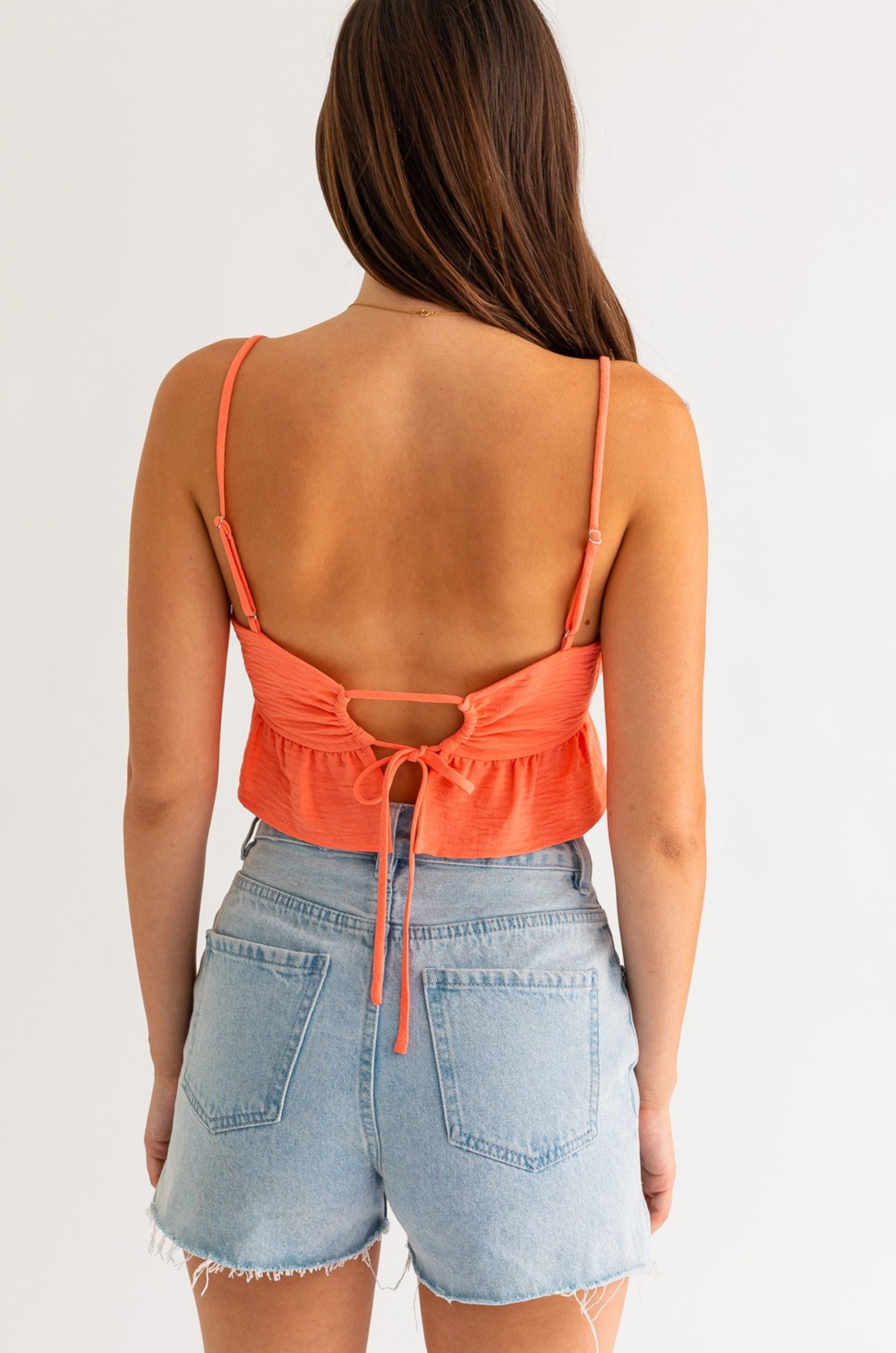 Flex Orange Cropped Babydoll Top-Tops-Le Lis-L. Mae Boutique &amp; Wild Mabel Clothing