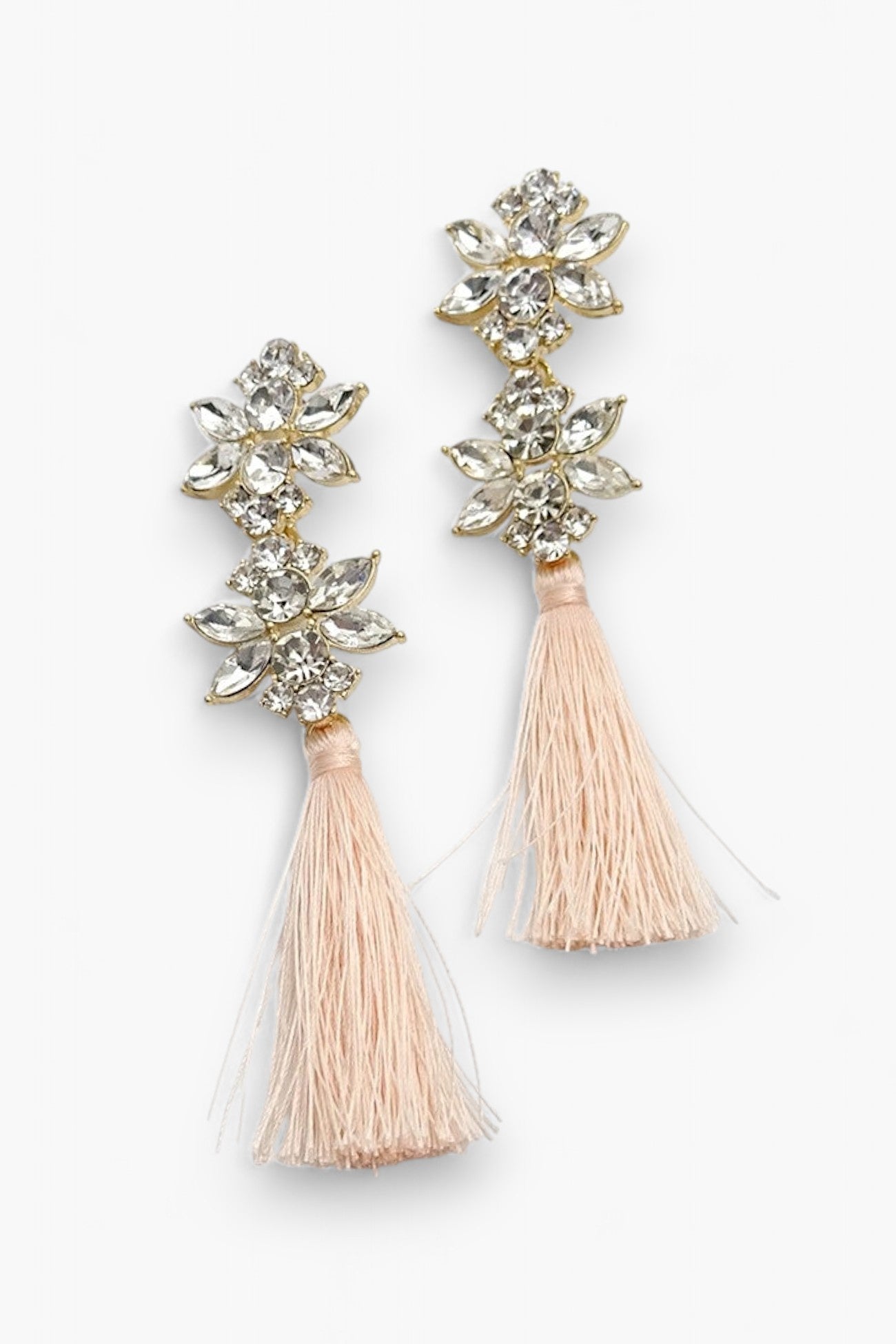 Flower Rhinestone & Tassel Earrings-Jewelry-Wall to Wall-L. Mae Boutique & Wild Mabel Clothing