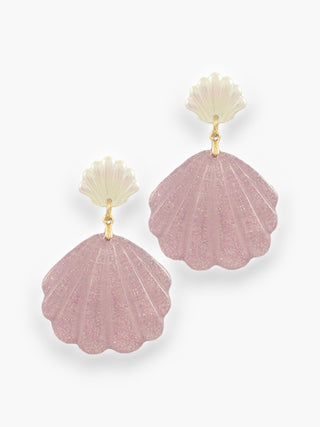 Folly Beach Double Shell Dangle Earrings-Golden Stella-L. Mae Boutique