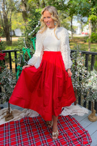 Free People High Risk Red Emilia Full Skirt-Bottoms-Free People-L. Mae Boutique & Wild Mabel Clothing