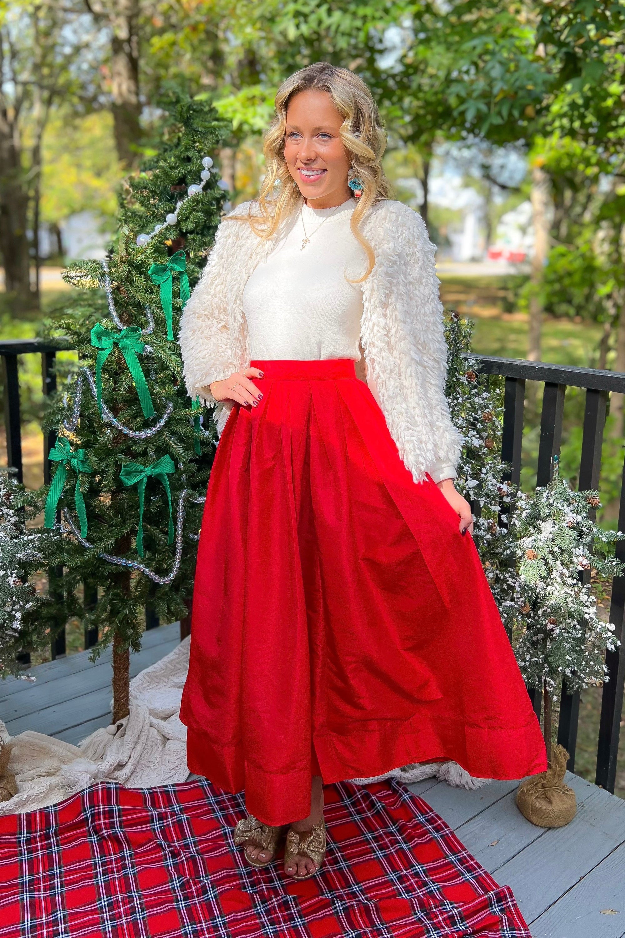 Free People High Risk Red Emilia Full Skirt-Bottoms-Free People-L. Mae Boutique &amp; Wild Mabel Clothing