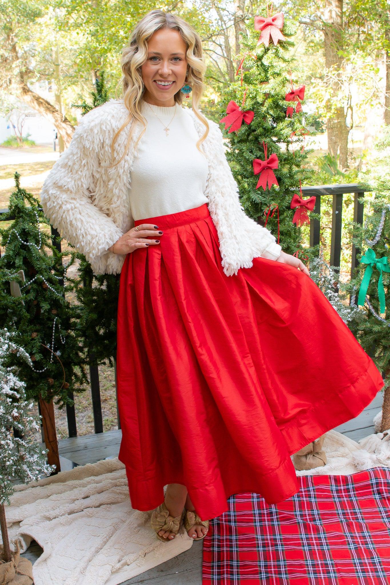 Free People High Risk Red Emilia Full Skirt-Bottoms-Free People-L. Mae Boutique &amp; Wild Mabel Clothing