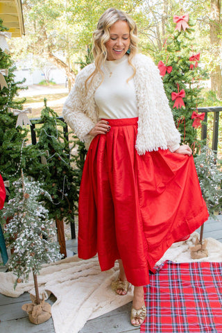 Free People High Risk Red Emilia Full Skirt-Bottoms-Free People-L. Mae Boutique & Wild Mabel Clothing