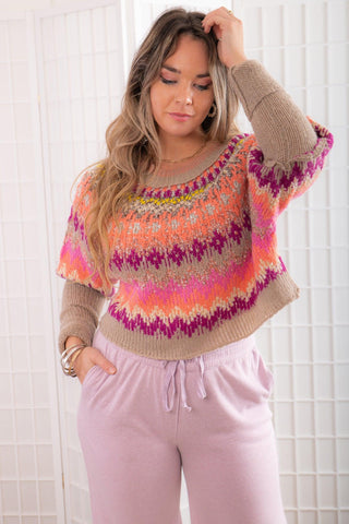 Free People Home for the Holidays Raspberry Combo Sweater-Free People-L. Mae Boutique