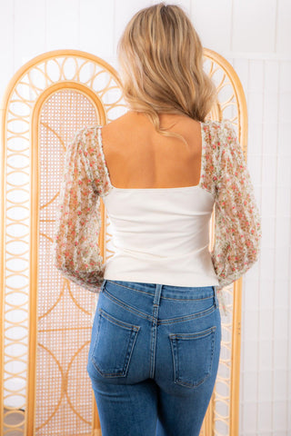 Free People Ivory Combo Gimme Butterflies Blouse-Free People-L. Mae Boutique