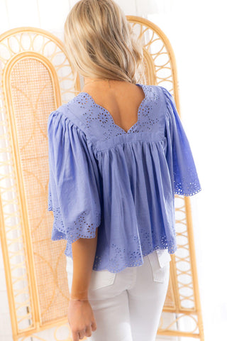 Free People Periwinkle Costa Eyelet Top-Free People-L. Mae Boutique