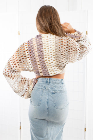 Free People Shell Combo Gia Crochet Shrug-Tops-Free People-L. Mae Boutique & Wild Mabel Clothing