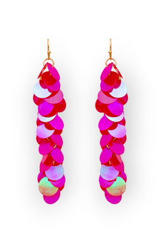 Fuchsia Iridescent Sequin Drop Earrings-Jewelry-Golden Stella-L. Mae Boutique & Wild Mabel Clothing