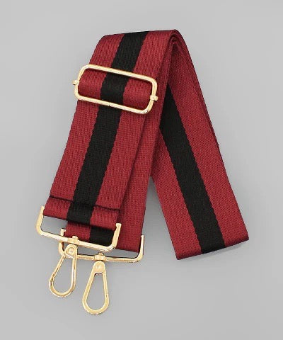 Burgundy and Black Striped Bag Strap