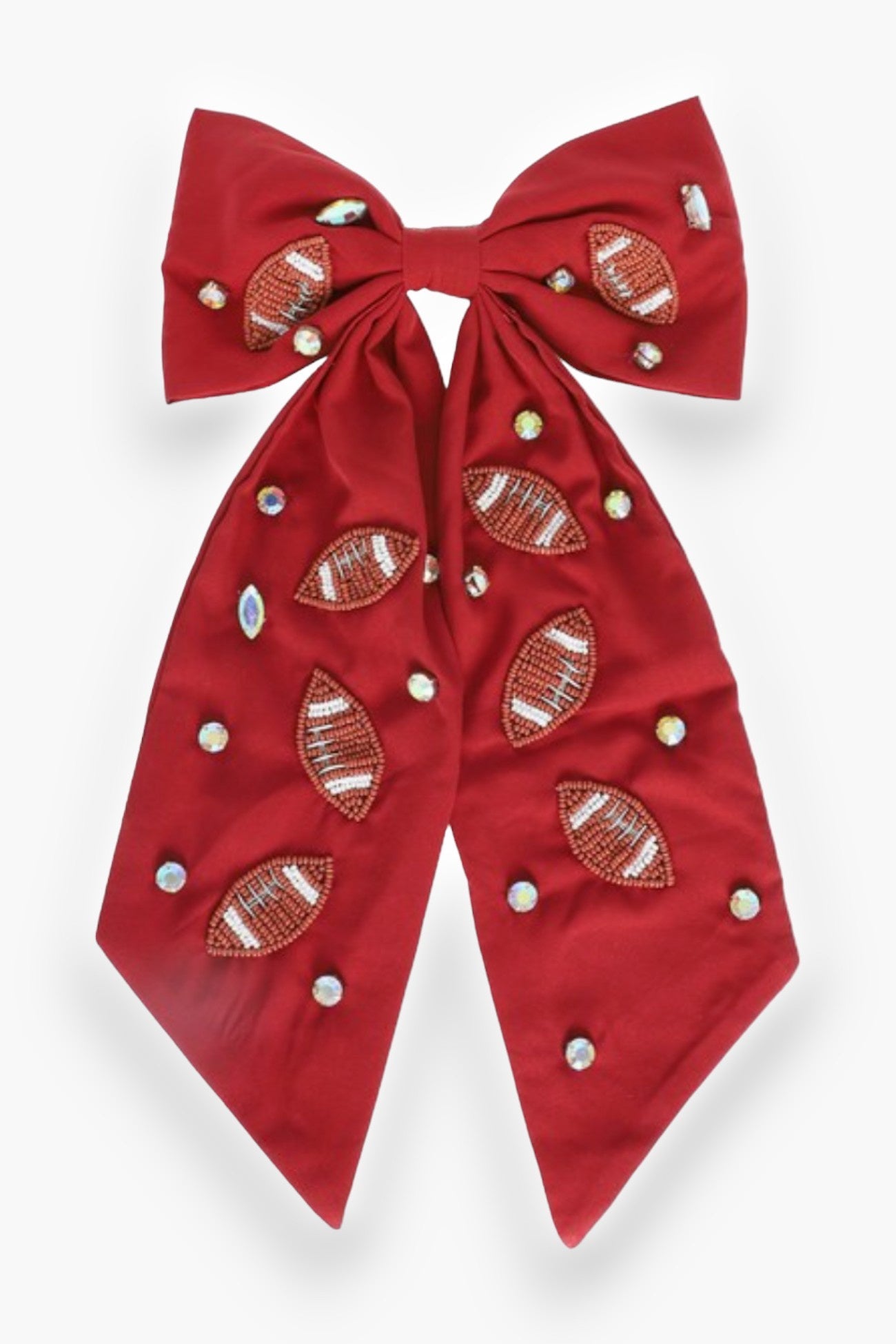 Game Day Garnet Football Bow Barette Hair Clip-Accessories-ANBFASHION-L. Mae Boutique & Wild Mabel Clothing