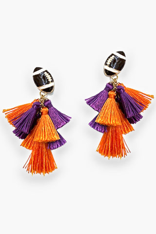 Gameday Orange & Purple Football Earrings-Jewelry-Golden Stella-L. Mae Boutique & Wild Mabel Clothing