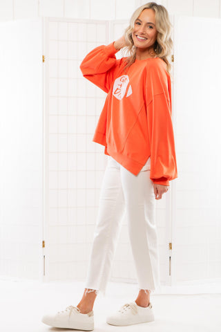 Gameday Orange Sequin Football Long Sleeve Crew-Tops-WHY Dress-L. Mae Boutique & Wild Mabel Clothing