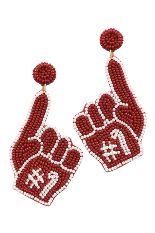 Garnet Beaded #1 Foam Finger Earrings-Jewelry-Golden Stella-L. Mae Boutique & Wild Mabel Clothing