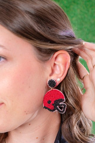 Garnet & Black Football Helmet Earrings-Jewelry-Golden Stella-L. Mae Boutique & Wild Mabel Clothing