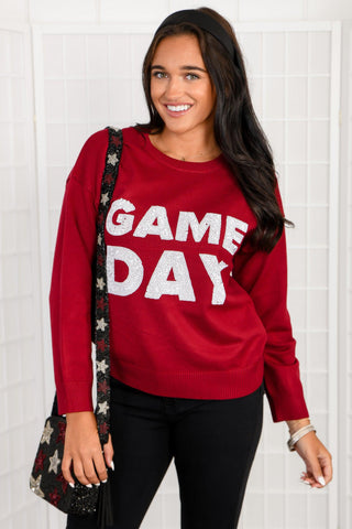 Garnet Gameday Sequin Sweater-Tops-WHY Dress-L. Mae Boutique & Wild Mabel Clothing