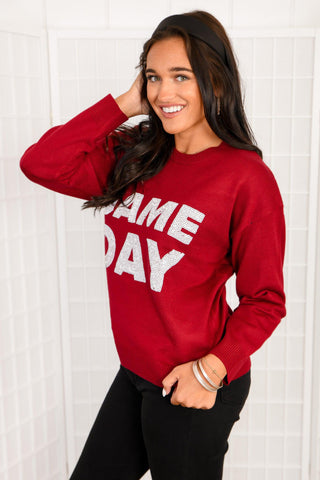 Garnet Gameday Sequin Sweater-Tops-WHY Dress-L. Mae Boutique & Wild Mabel Clothing