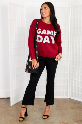Garnet Gameday Sequin Sweater-WHY Dress-L. Mae Boutique
