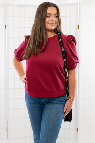 Garnet Puff Sleeve Short Sleeve Top-Tops-TCEC-L. Mae Boutique & Wild Mabel Clothing