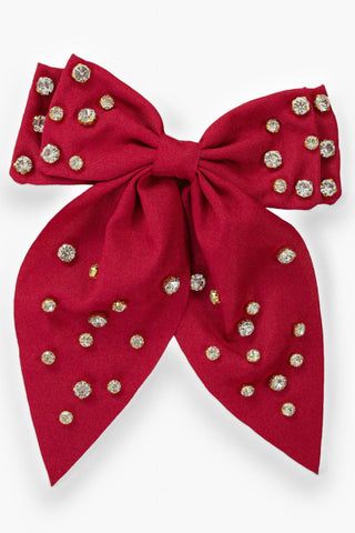 Garnet Rhinestone Hair Bow-Accessories-Trend Lab-L. Mae Boutique & Wild Mabel Clothing