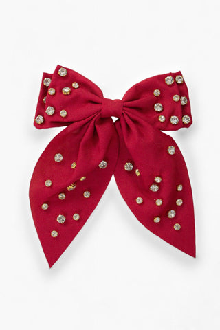 Garnet Rhinestone Hair Bow-Accessories-Trend Lab-L. Mae Boutique & Wild Mabel Clothing