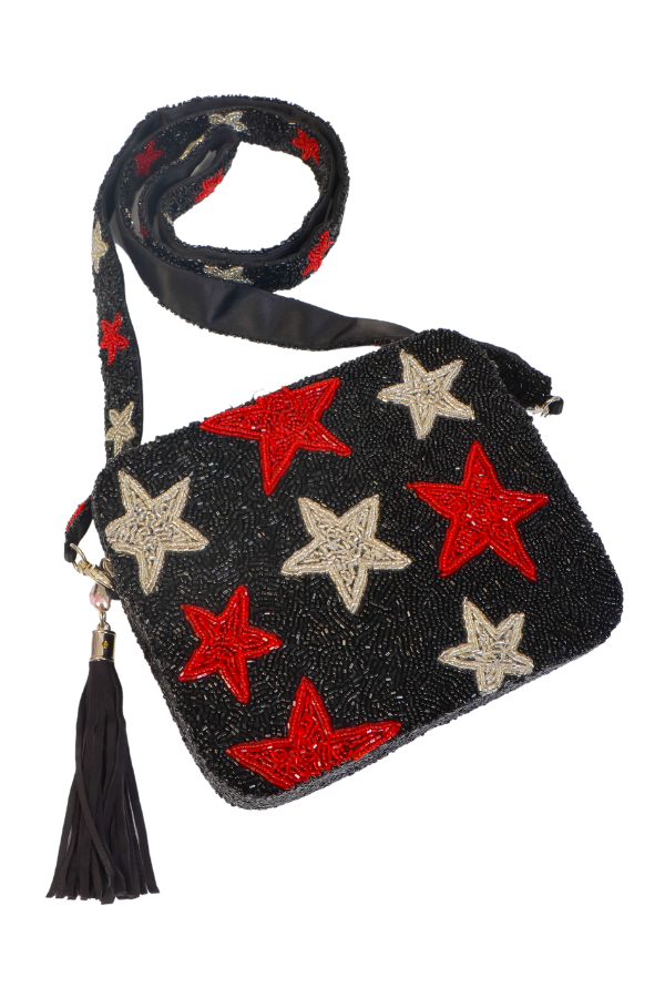 Garnet and Black Star Beaded Bag-Accessories-Moyna-L. Mae Boutique & Wild Mabel Clothing