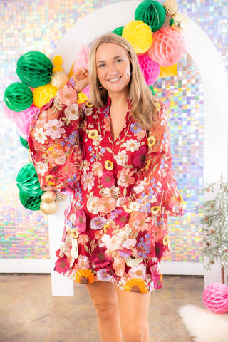 Gayle Solstice Floral Long Sleeve Mini Dress-Buddy Love-L. Mae Boutique