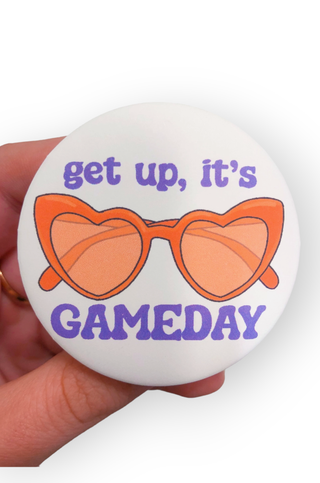 Get Up It's Gameday Orange & Purple Button-Thanks For Everything-L. Mae Boutique