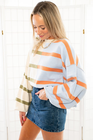 Gilmore Blue Multi Stripe Sweater Top-Tops-Fate-L. Mae Boutique & Wild Mabel Clothing