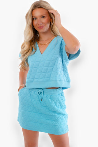 Go Getter Aqua Quilted Short Sleeve Top-Tops-Entro-L. Mae Boutique & Wild Mabel Clothing