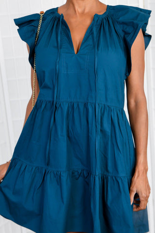 Go for Teal Ruffle Dress-Pinch-L. Mae Boutique