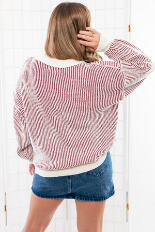 Going the Distance Burgundy Two Toned Oversized Sweater-Tops-In February-L. Mae Boutique & Wild Mabel Clothing