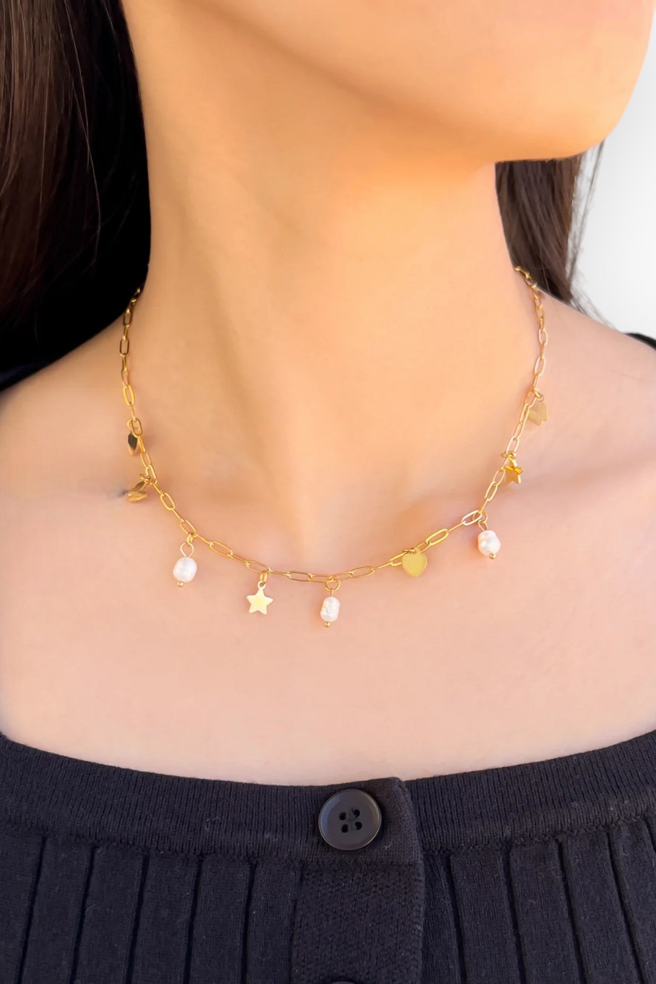 Gold Dainty Days Pearl & Charm Necklace-Jewelry-OMG Blings-L. Mae Boutique & Wild Mabel Clothing