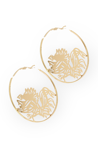 Gold Gamecock Design Hoop Earrings-Golden Stella-L. Mae Boutique