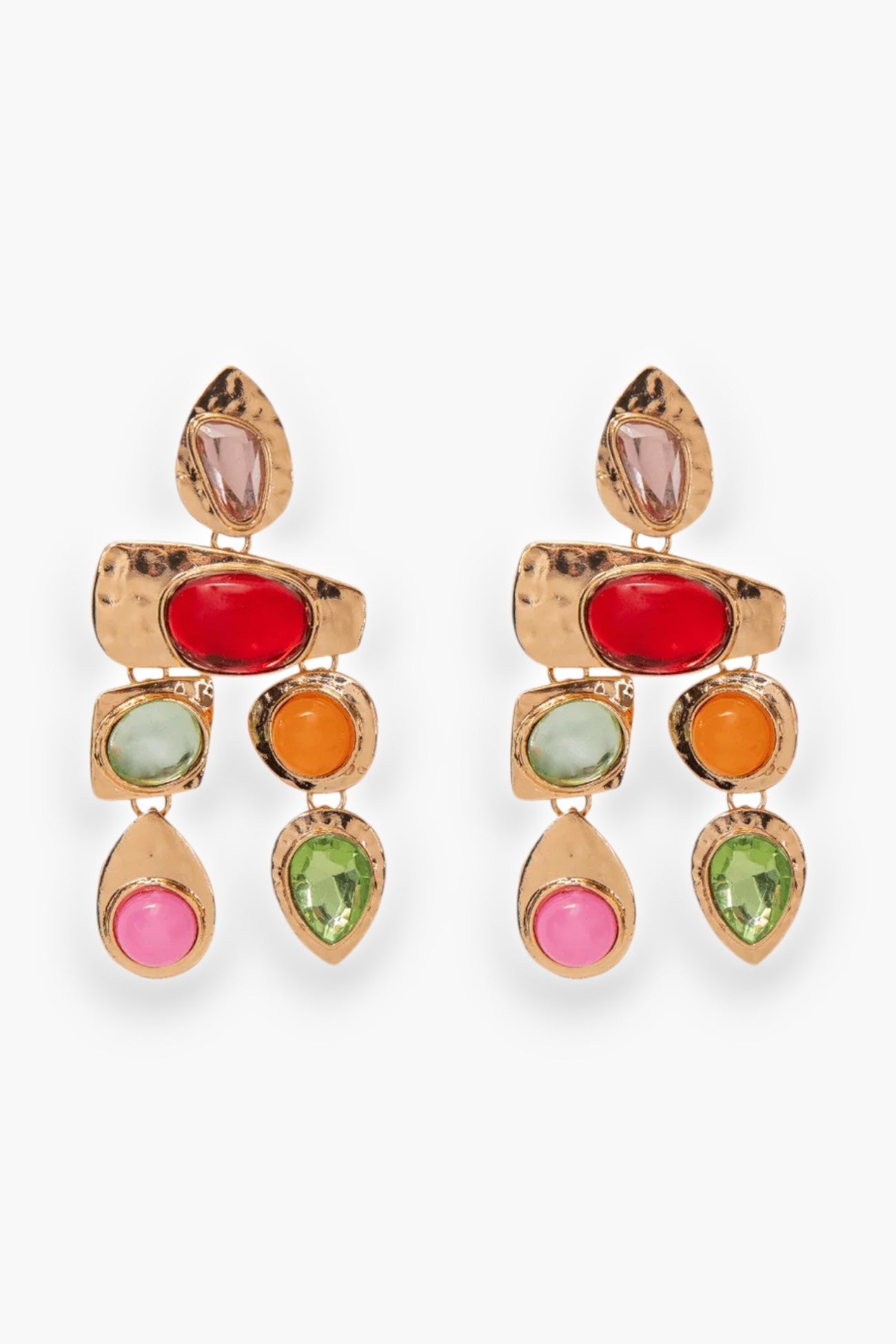 Gold Green and Red Multi Stone Earrings-Jewelry-Petite Moments-L. Mae Boutique &amp; Wild Mabel Clothing