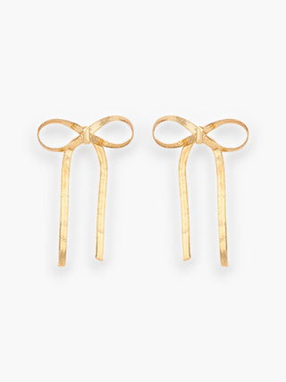 Gold Herringbone Bow Earrings-Golden Stella-L. Mae Boutique