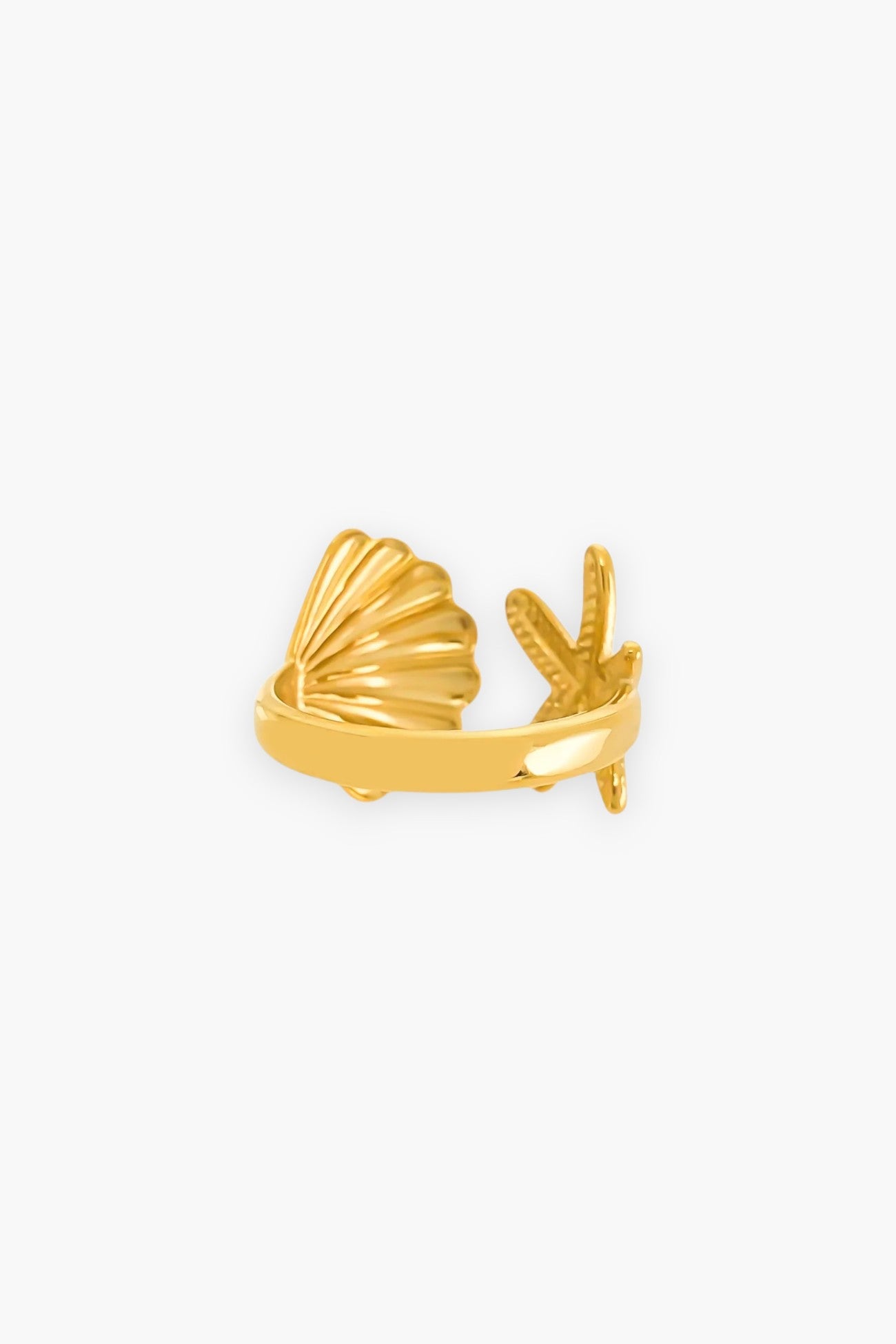 Gold-Plated Seashell and Starfish Ring-Jewelry-OMG Blings-L. Mae Boutique &amp; Wild Mabel Clothing