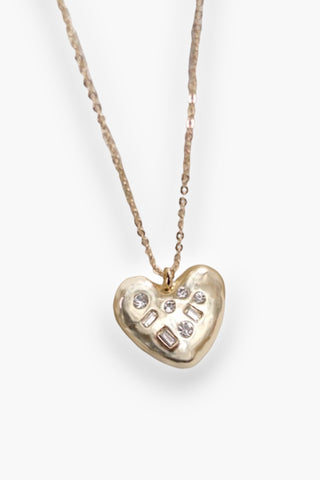 Gold Rhinestone Heart Pendant Necklace-Jewelry-Wall to Wall Accessories-L. Mae Boutique & Wild Mabel Clothing