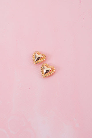 Gold Shiny Heart Stud Earrings-Jewelry-Golden Stella-L. Mae Boutique & Wild Mabel Clothing