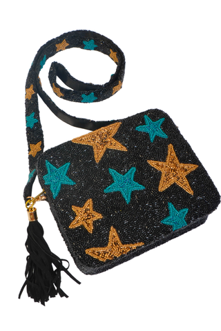 Gold & Teal Star Beaded Bag-Accessories-Tiana Designs-L. Mae Boutique & Wild Mabel Clothing