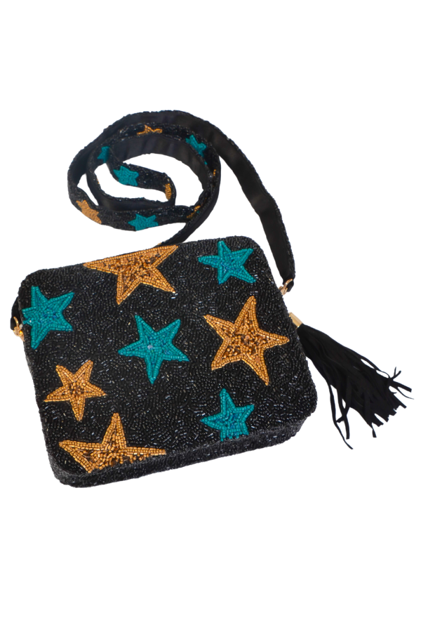 Gold & Teal Star Beaded Bag-Accessories-Tiana Designs-L. Mae Boutique & Wild Mabel Clothing