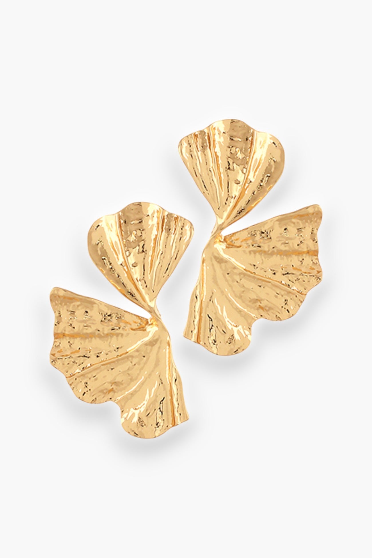 Gold Textured Ginkgo Leaf Earrings-Jewelry-Golden Stella-L. Mae Boutique & Wild Mabel Clothing